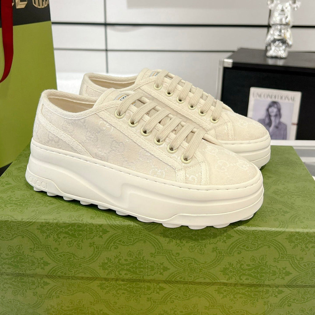 Women's Tennis 1977 Collection Oversized Beige Canvas Platform Sneakers |746767 20Q20 9044