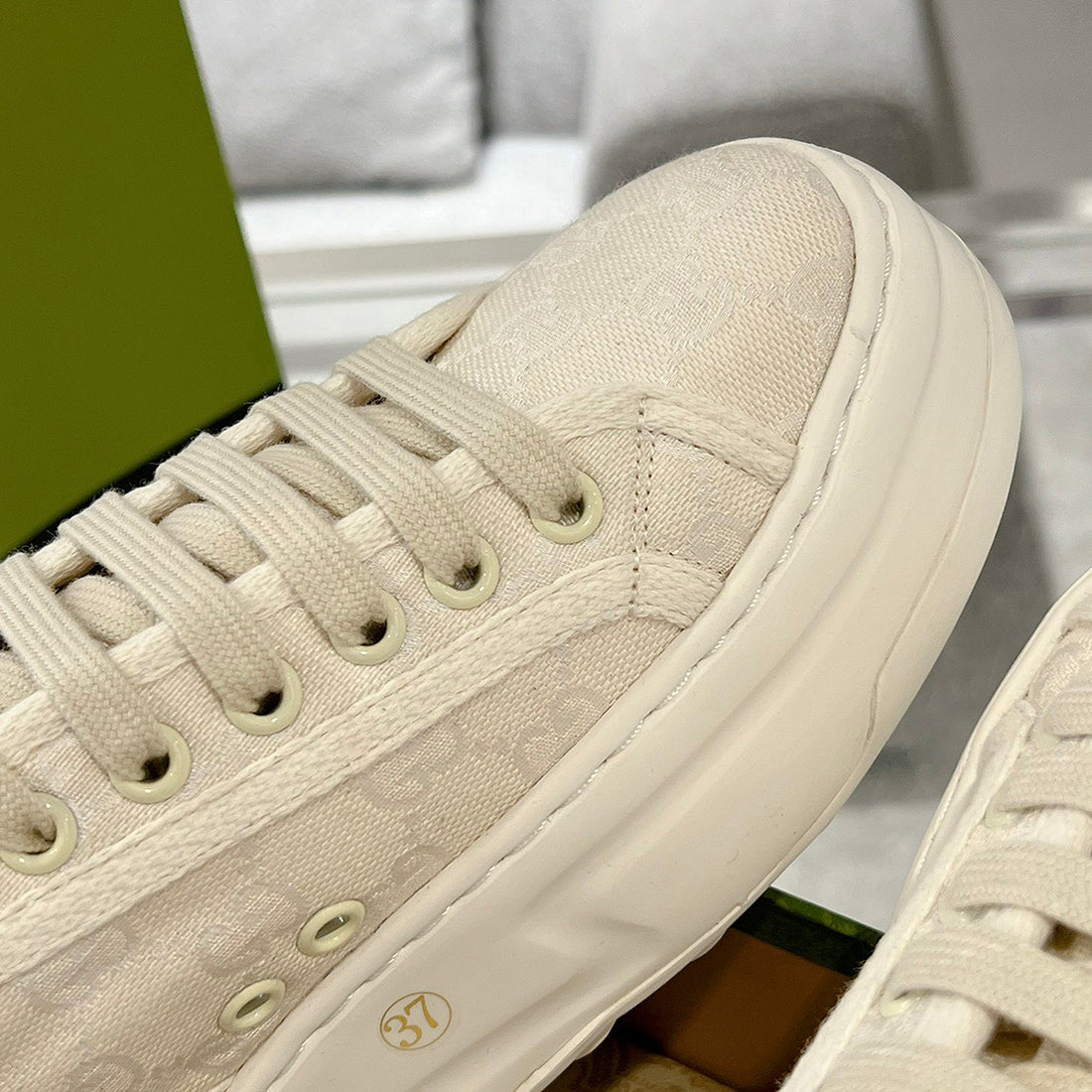 Women's Tennis 1977 Collection Oversized Beige Canvas Platform Sneakers |746767 20Q20 9044