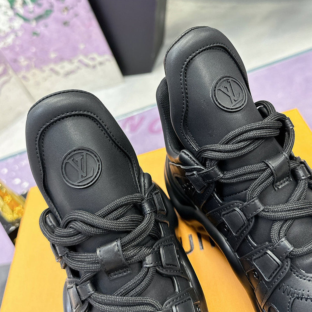 Women's Archlight Sneakers in Black Leather and Technical Fabric|1A43LK