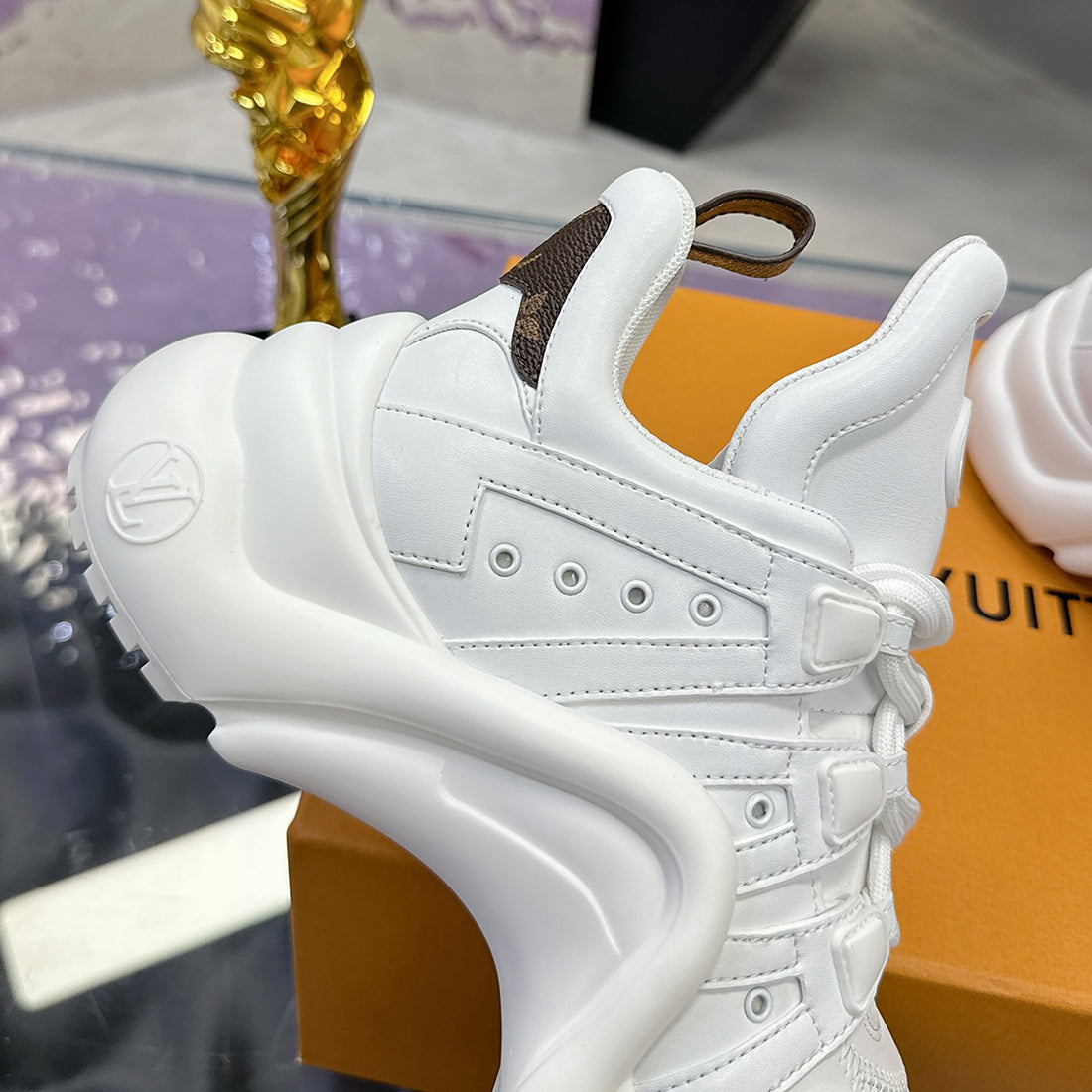Women's Archlight Sneakers in White High-Tech Fabric and Luxurious Calfskin |1A43KV