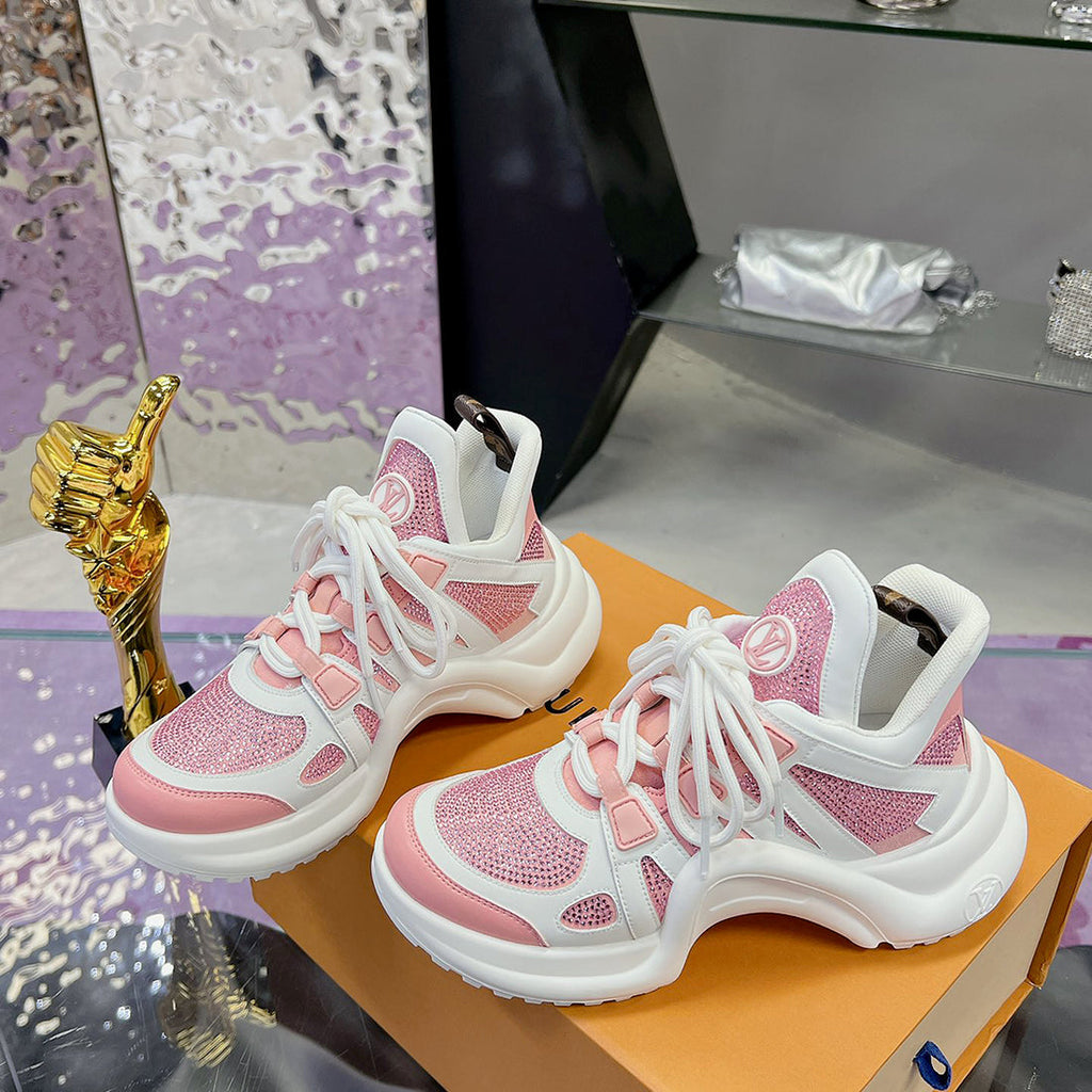 Women's Archlight Sneakers White/Pink Calfskin, Technical Fabric and Nylon Blend| 1A9RUT