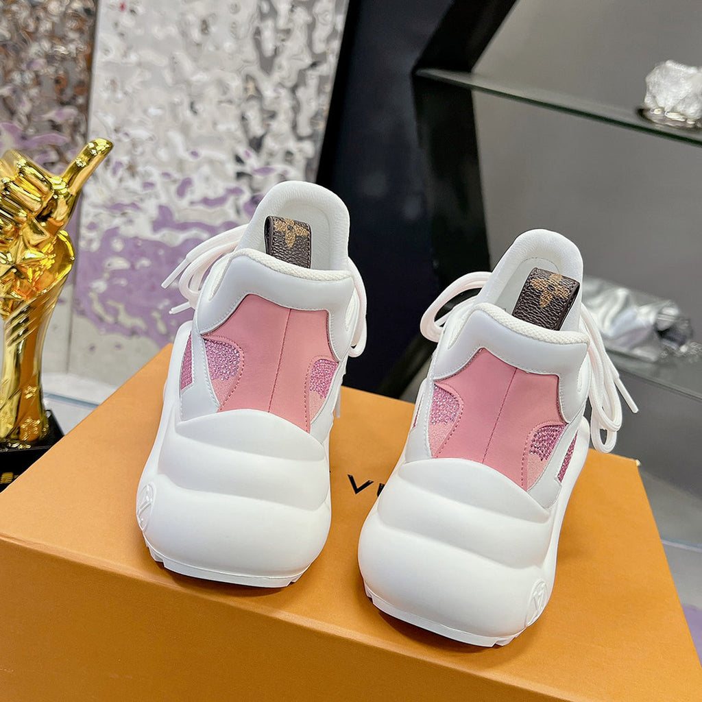 Women's Archlight Sneakers White/Pink Calfskin, Technical Fabric and Nylon Blend| 1A9RUT