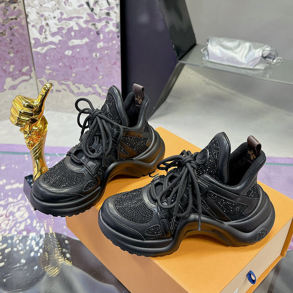 Women's Archlight Sneakers with Black Background and Rhinestones |1AICTP