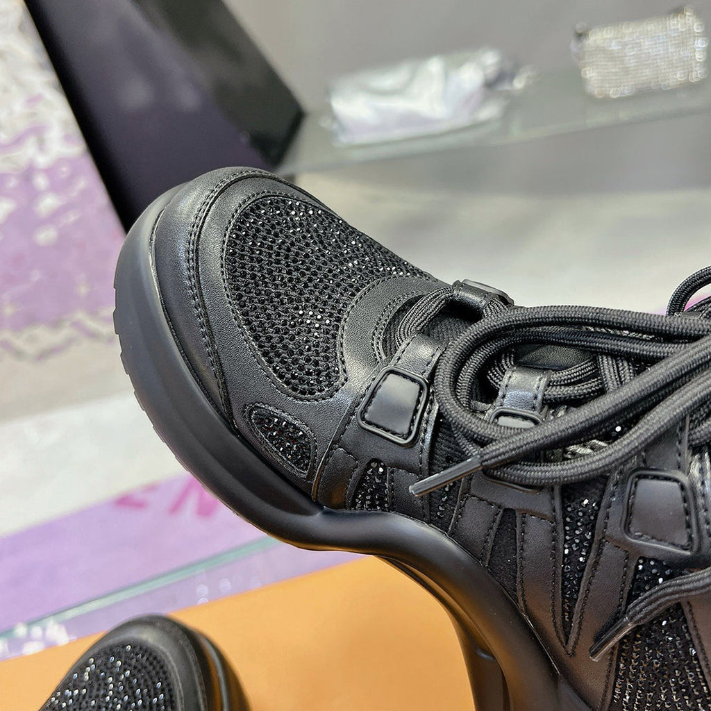 Women's Archlight Sneakers with Black Background and Rhinestones |1AICTP