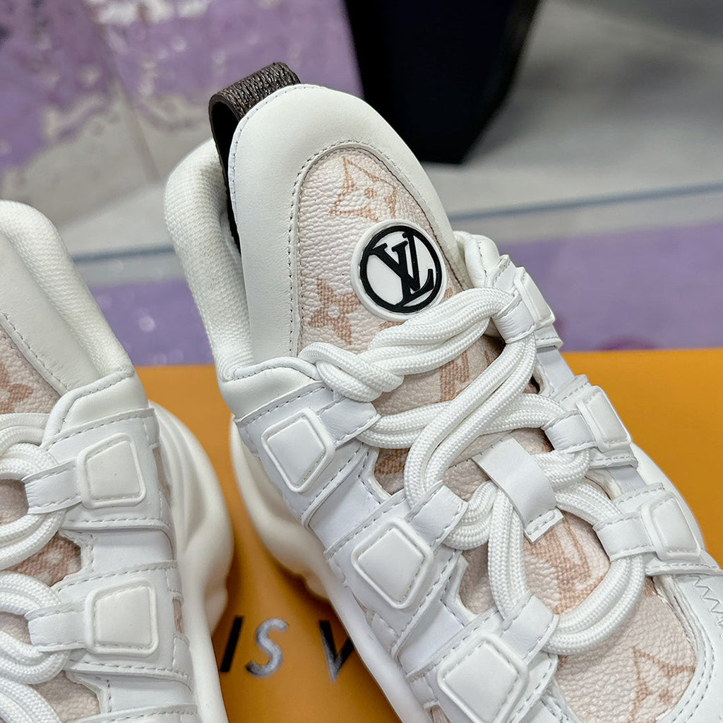 Archlight Sneakers in Dune Beige Lacquered Monogram Canvas with Smooth Leather Trim |1AHOT5