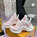 Women's Archlight Sneakers in White and Pink Calfskin with Technical Fabric Panels |1ABP72
