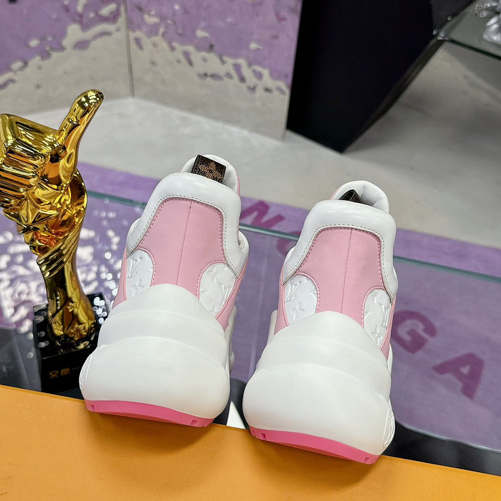Women's Archlight Sneakers, Pink-White Monogram Embossed| 1A4X75