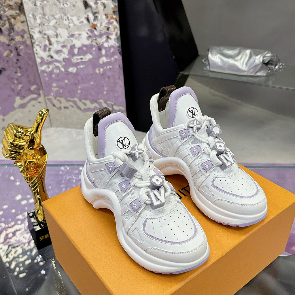 Women's Archlight Sneakers in Latte Purple/Marshmallow Pink Calfskin and Mesh| 1AGWP4
