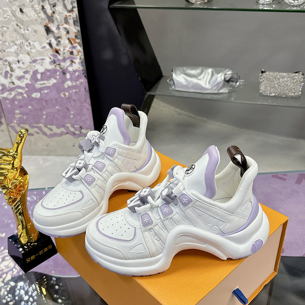Women's Archlight Sneakers in Latte Purple/Marshmallow Pink Calfskin and Mesh| 1AGWP4