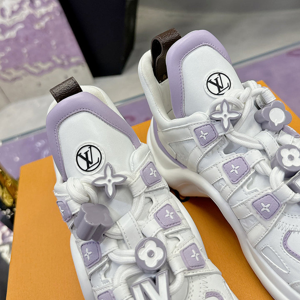 Women's Archlight Sneakers in Latte Purple/Marshmallow Pink Calfskin and Mesh| 1AGWP4
