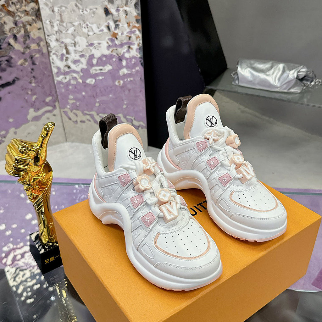 Women's Archlight Sneakers in White and Pink Calfskin |1ABP72