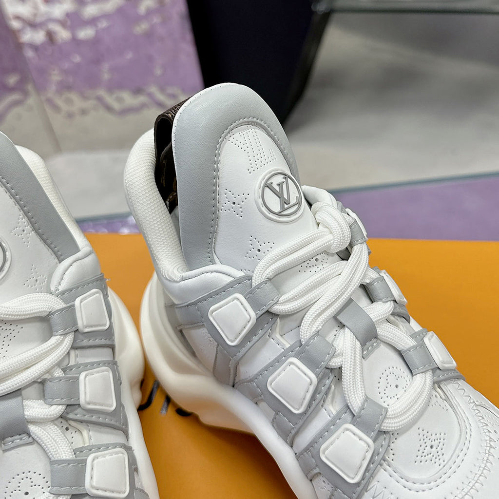 Women's Archlight Sneakers White, Gray Calfskin, Technical Fabric 1A43LH