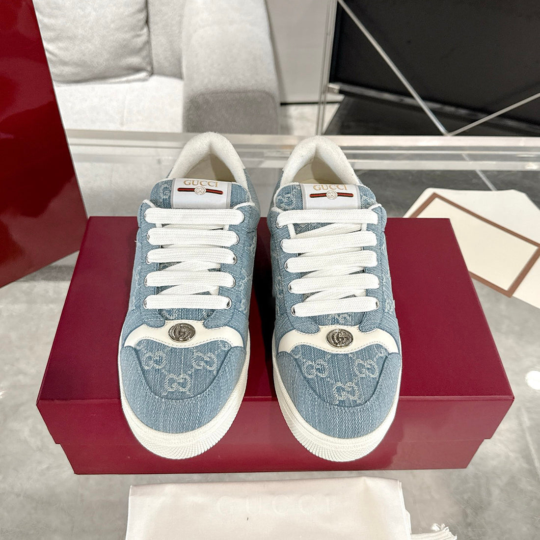 Women's Screener Series Blue Denim Jacquard Sneakers |577684-2KQ40-4467