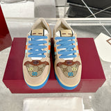 Screener Series GG Canvas Women's Sneakers (Beige with Blue/Orange Webbing) |677423 9SFR0 4983