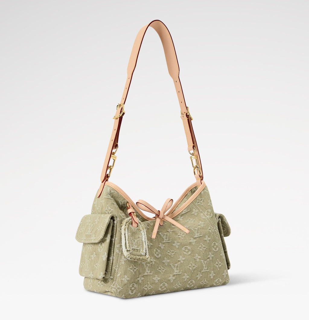 2026 Carryall Cargo PM Handbag in Khaki Denim M27623