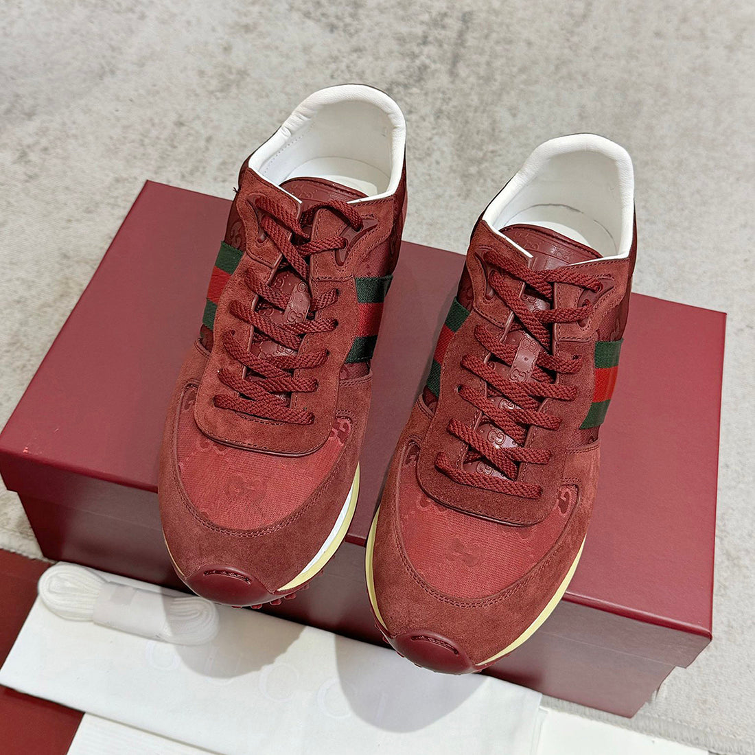 Women’s Re-Motion Sneakers (GG Nylon and Suede, Ancora Red) |832918 AAEZM 6144