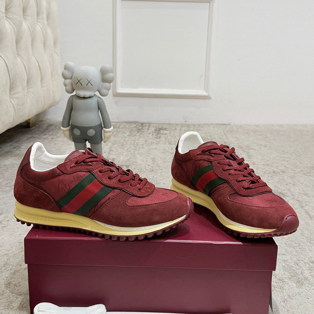 Women’s Re-Motion Sneakers (GG Nylon and Suede, Ancora Red) |832918 AAEZM 6144