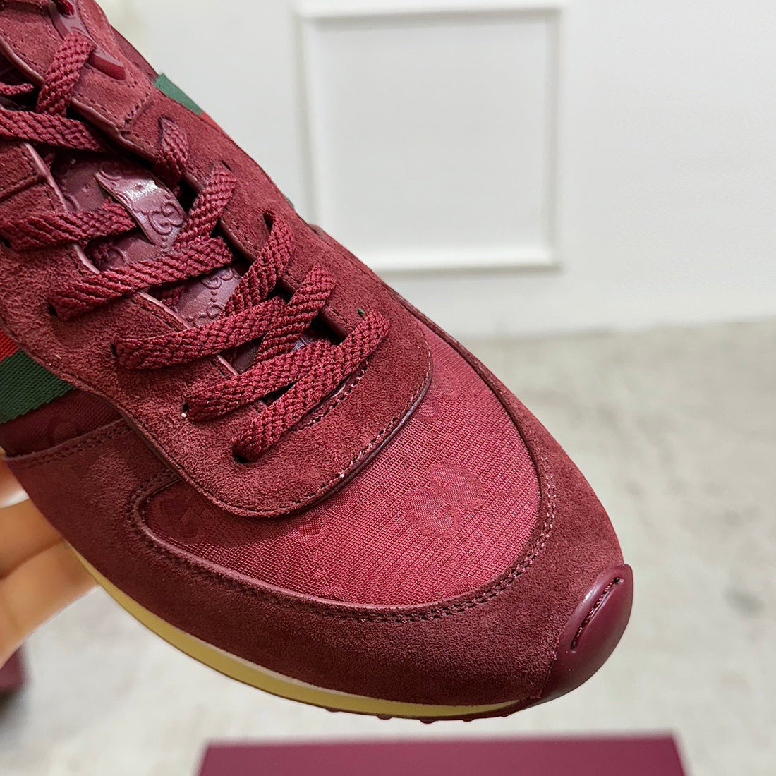 Women’s Re-Motion Sneakers (GG Nylon and Suede, Ancora Red) |832918 AAEZM 6144