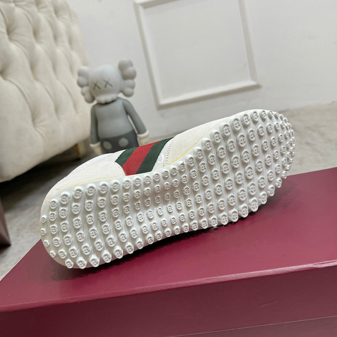 Women’s Re-Motion Series White GG Canvas and Suede Sneakers| 832918 AAEZM 9067