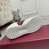 Men’s Re-Motion Series White GG Canvas and Suede Sneakers| 832461 AAEW3 9045