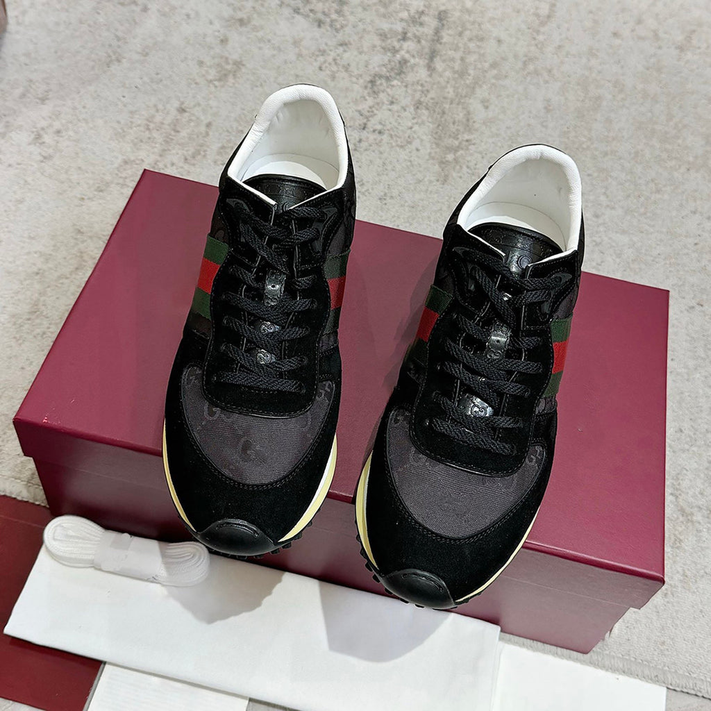 Re-Motion Series Men’s GG Canvas and Suede Sneakers (Black)| 832461 AAEW3 1042
