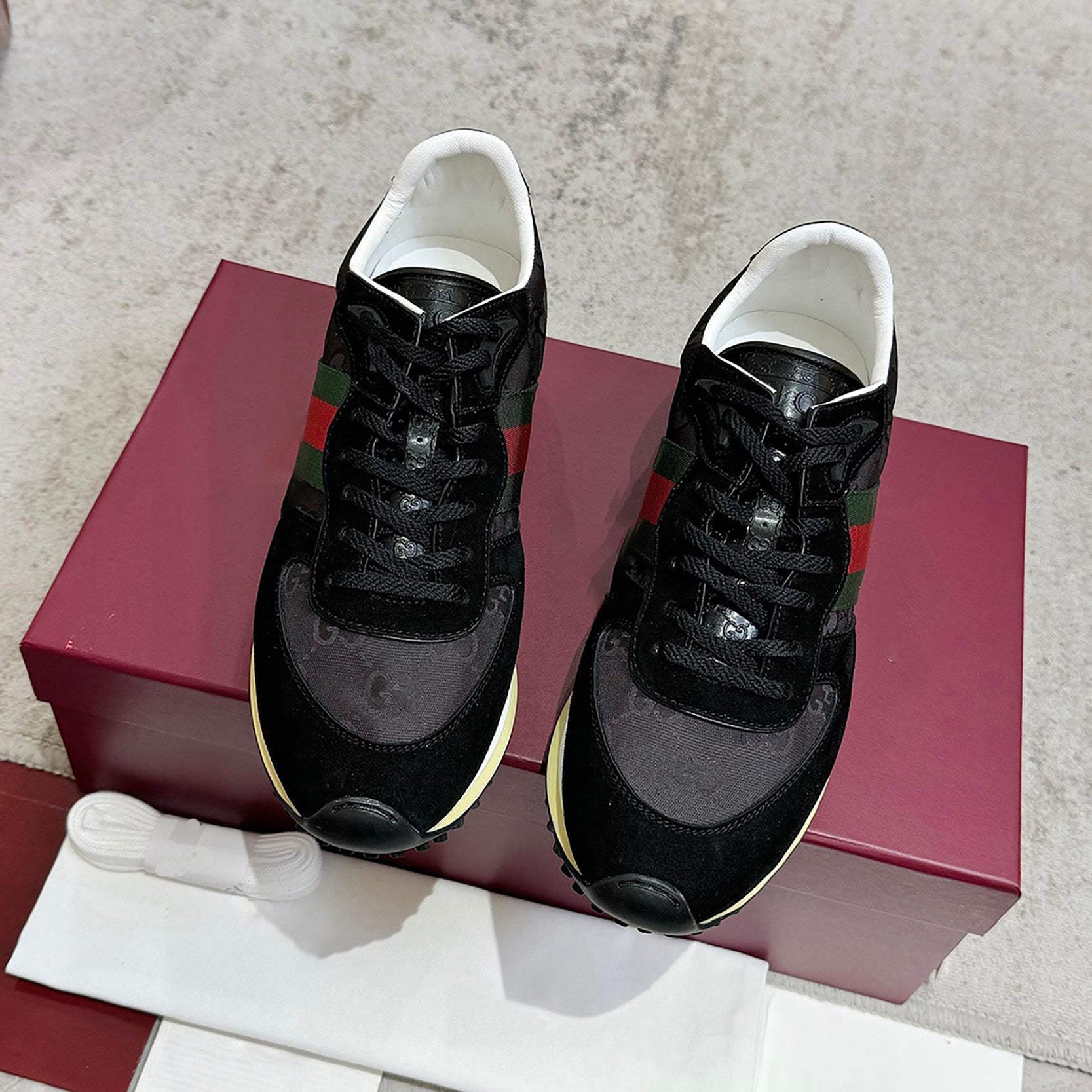 Re-Motion Series Men’s GG Canvas and Suede Sneakers (Black)| 832461 AAEW3 1042