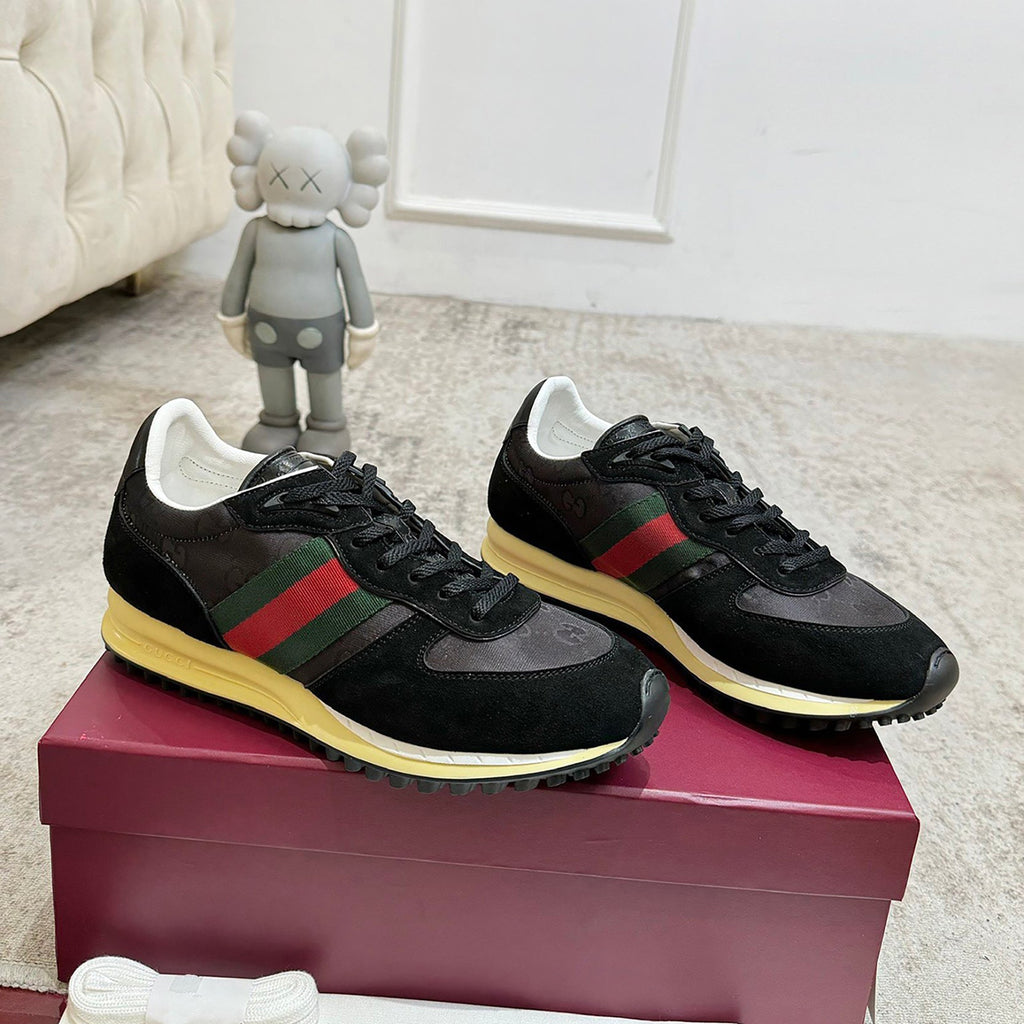 Re-Motion Series Men’s GG Canvas and Suede Sneakers (Black)| 832461 AAEW3 1042