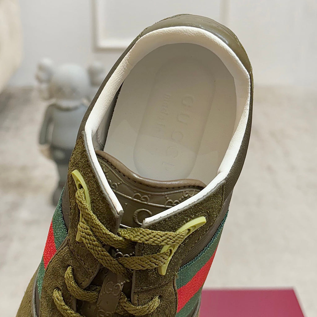 Men's Re-Motion Series GG Nylon Dark Green Low-Top Sneakers| 832461 AAEW3 3041