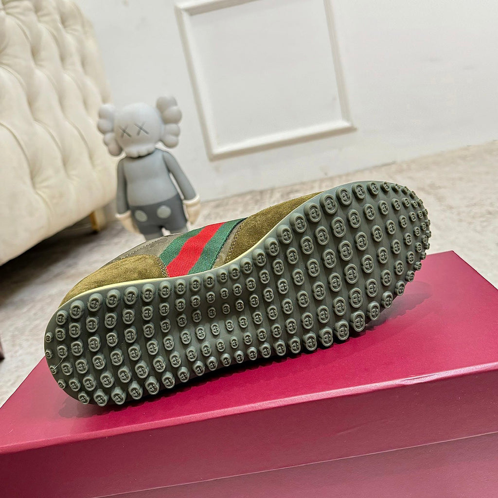 Men's Re-Motion Series GG Nylon Dark Green Low-Top Sneakers| 832461 AAEW3 3041