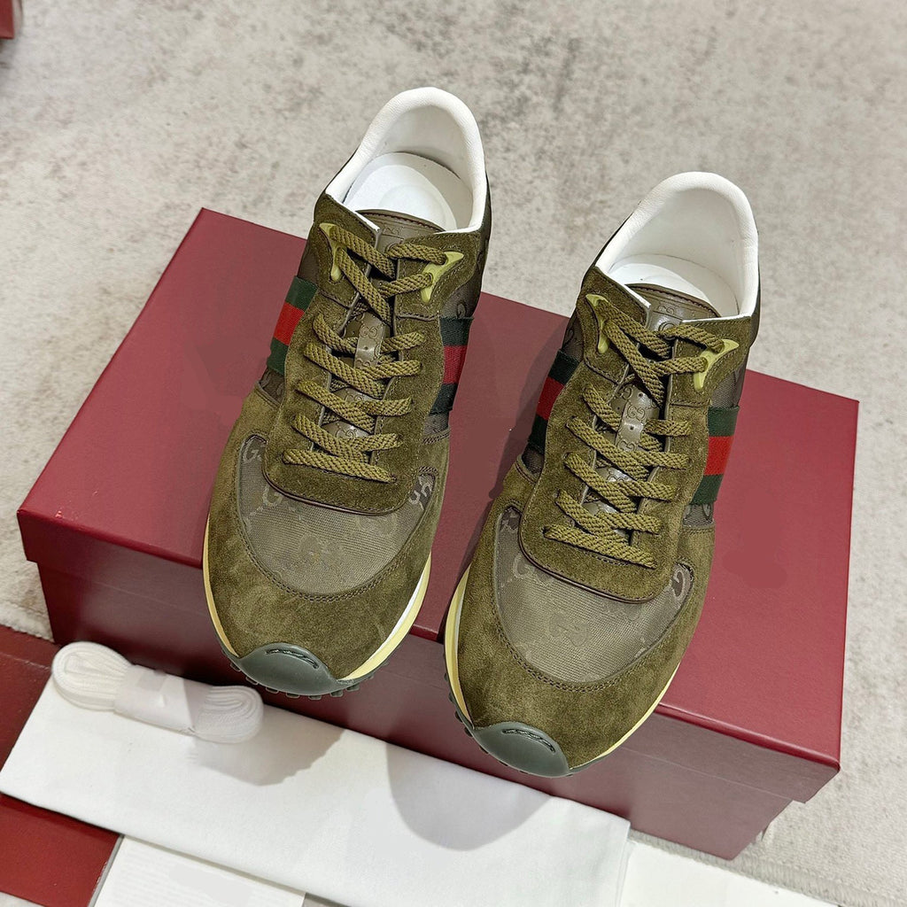 Men's Re-Motion Series GG Nylon Dark Green Low-Top Sneakers| 832461 AAEW3 3041