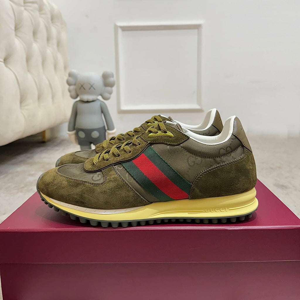 Men's Re-Motion Series GG Nylon Dark Green Low-Top Sneakers| 832461 AAEW3 3041