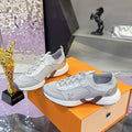 Women's Run 55 Sneakers in Grey and Silver Technical Mesh and Smooth Calfskin |1ABVJ4