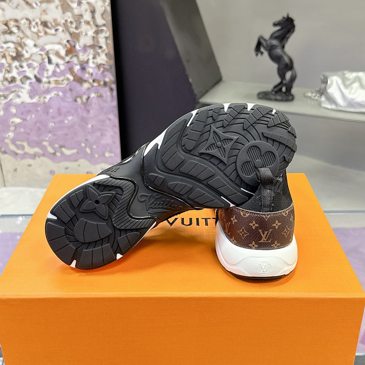 Women's Olympia Sneakers in Black Technical Knit Fabric|1AIBVS