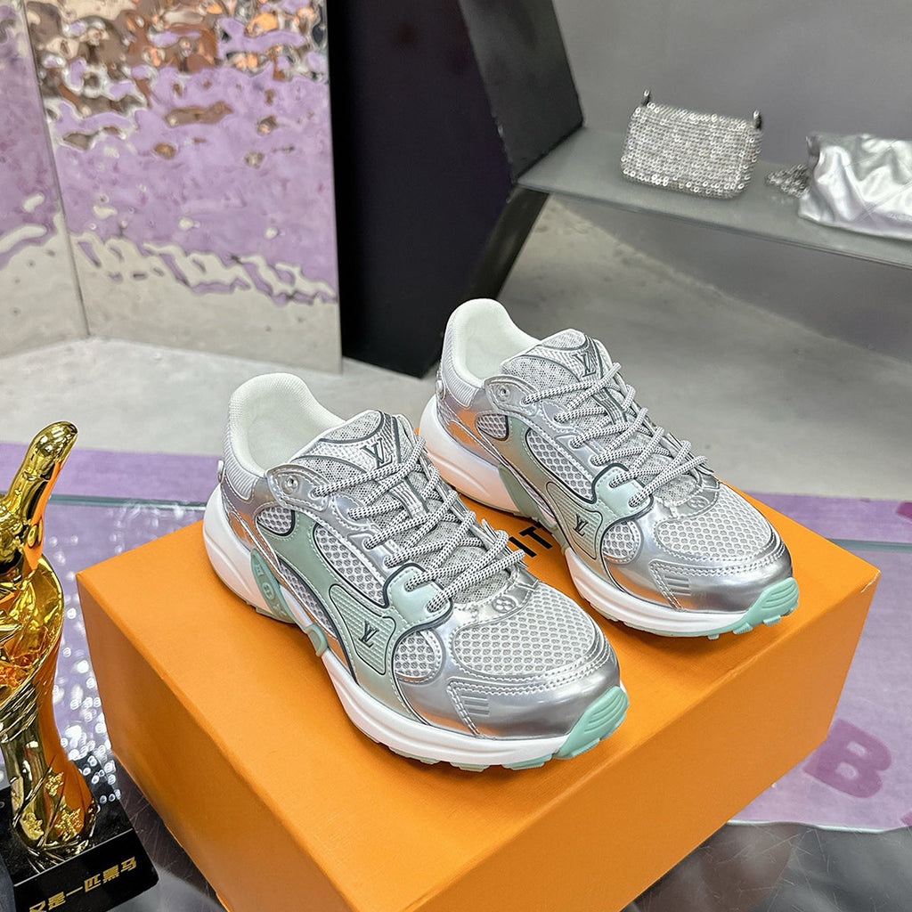 Women's Olympia Sneakers Silver / Mint Green Mesh Fabric, Metallic-Effect Leather |1AHOI1