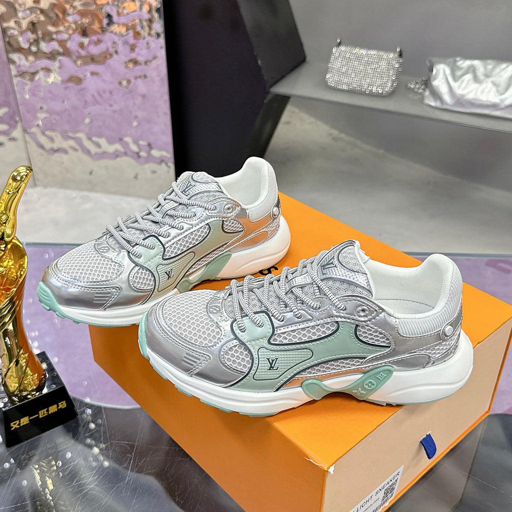 Women's Olympia Sneakers Silver / Mint Green Mesh Fabric, Metallic-Effect Leather |1AHOI1