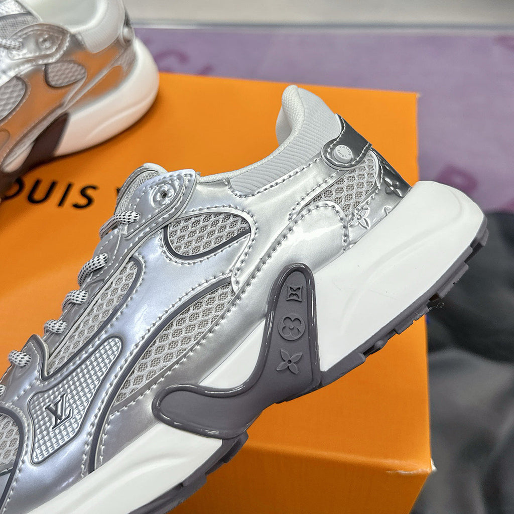 Women's Olympia Sneakers in Silver, Mesh and Metallic Silver Synthetic Leather |1AHOI1