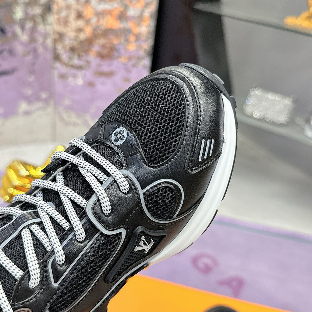 Women's Olympia Sneakers Black and Brown Mesh Fabric, Synthetic Leather Panels |1AHOFD