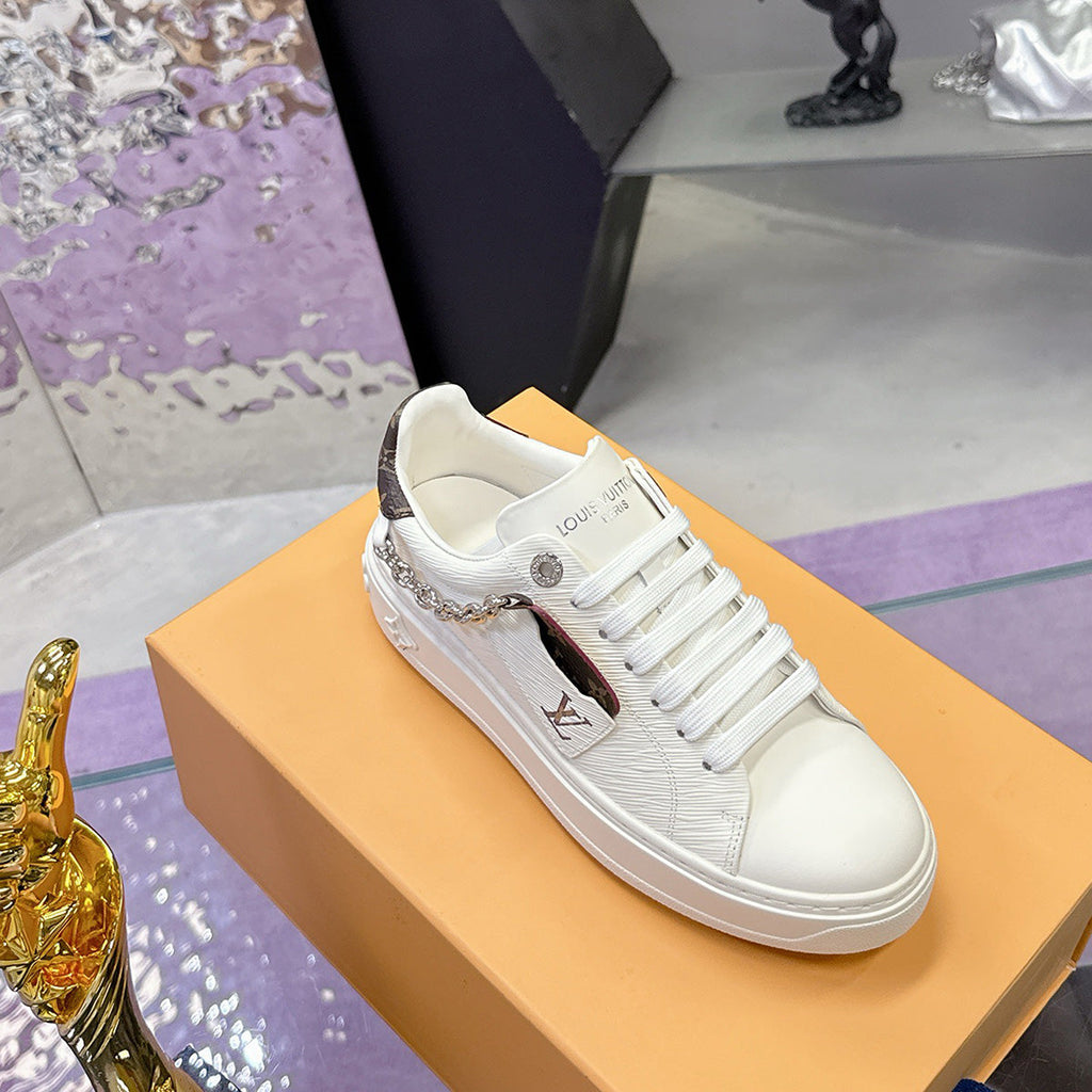 Women's Time Out Sneakers White Embossed or Smooth Cowhide Leather|1AAVV6