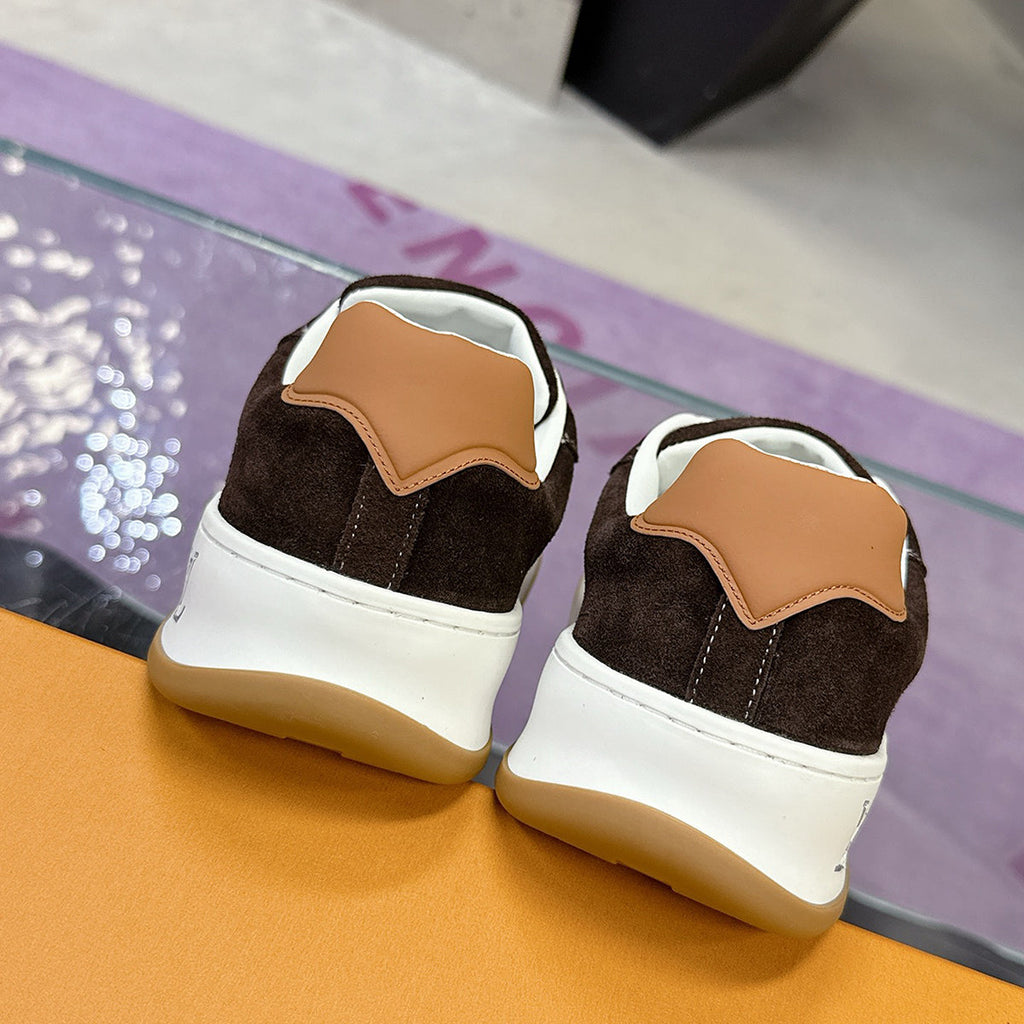 Men's Tilted Sneakers in Brown Satin Leather| 1AJ766