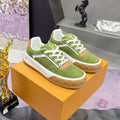 Men's Tilted Sneakers Green Spray-Painted Effect Satin Leather |1AJTH1