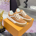 Men's Tilted Sneakers in Cognac Brown Sandblasted Suede Leather |1AJTHN