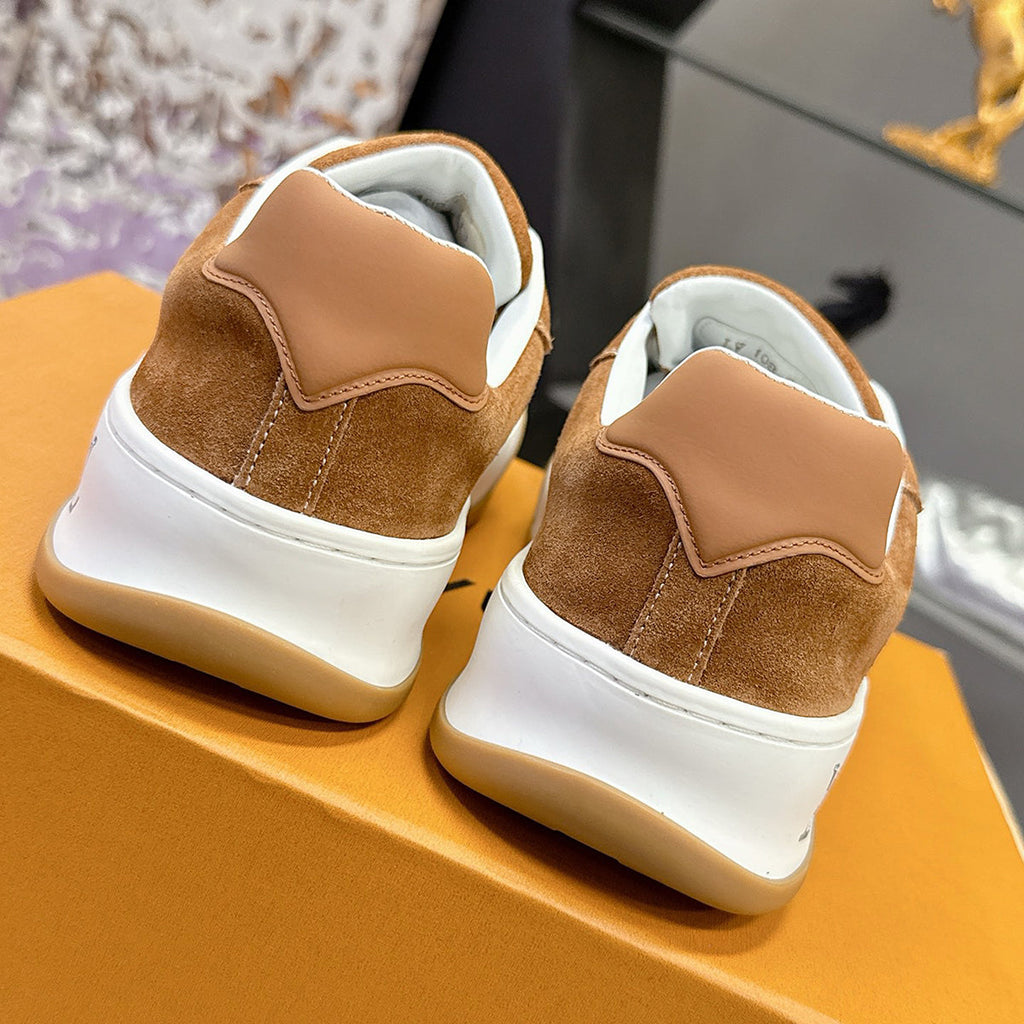 Men's Tilted Sneakers in Cognac Brown Sandblasted Suede Leather |1AJTHN