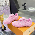 Men's Footprint Soccer Sneakers Pink Satin Leather| 1AHTYE