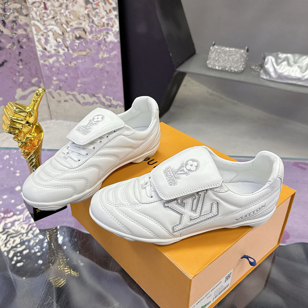 Men's Footprint Soccer Sneakers in White Premium Calfskin| 1AHDOA
