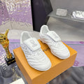Men's Footprint Soccer Sneakers in White Premium Calfskin| 1AHDOA