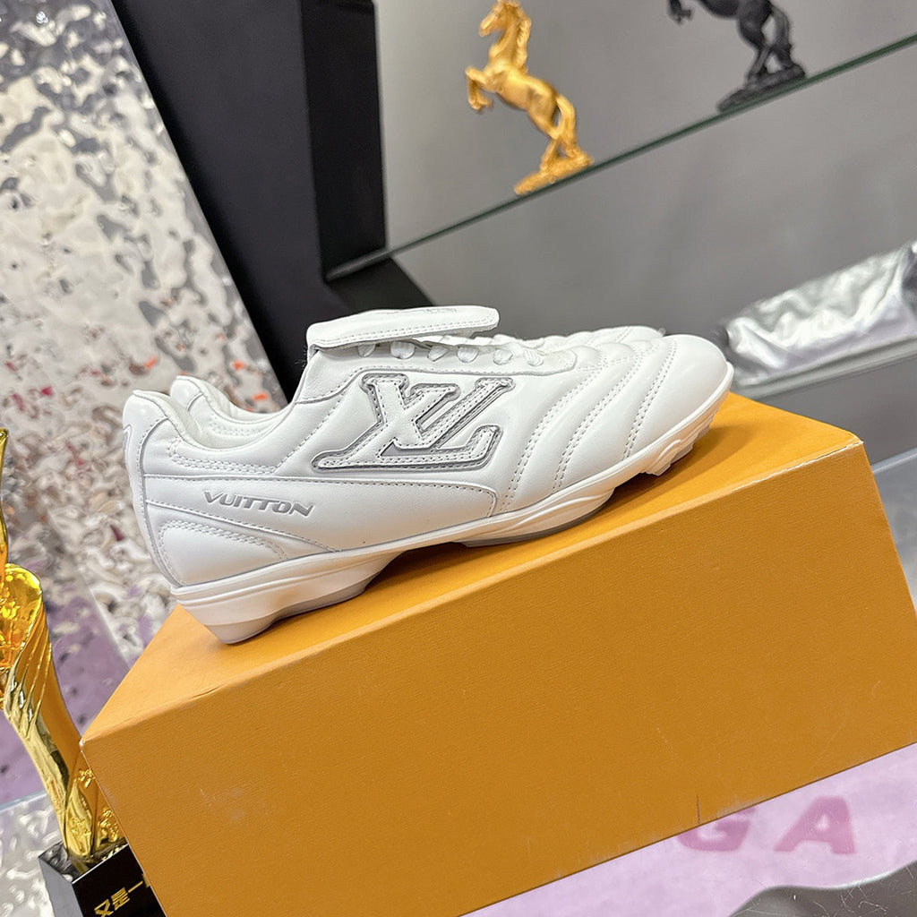 Men's Footprint Soccer Sneakers in White Premium Calfskin| 1AHDOA
