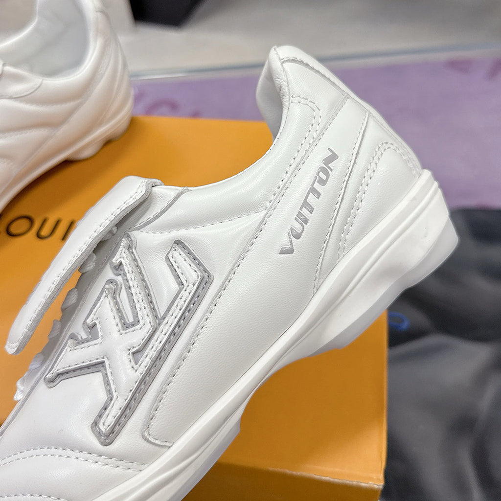 Men's Footprint Soccer Sneakers in White Premium Calfskin| 1AHDOA