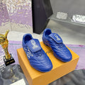 Men's Footprint Soccer Sneakers Blue Solid Leather Design |1AHDPA