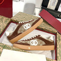 Men's GG Supreme Dark Brown Canvas and Suede Sneakers 791742 AAEGA 2242