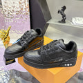 Men's Trainer Sneakers Black grained calf leather, suede, or fabric combination |1A9AD4